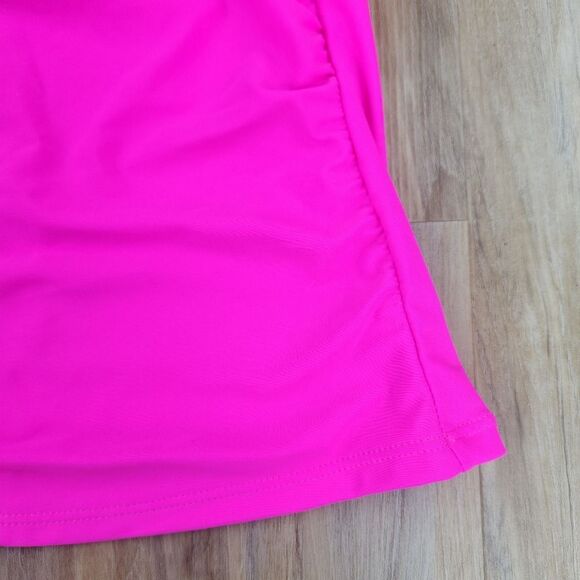 ⏭️NWT Neon Pink & Gold U-Buckle Adjustable Tankini Swim Top Medium - Picture 9 of 13